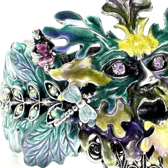Kirk's Folly Enchanted Forest Green Man Clamper—Collectible Enamel Bracelet—NWOT - Picture 5 of 13